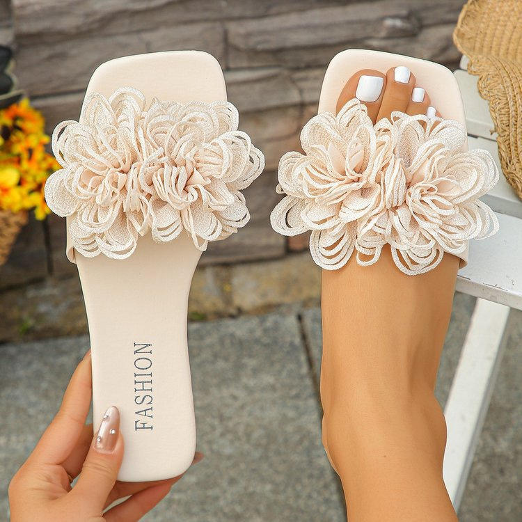 Women's Casual Floral Sandals Flat Bottom Beach Slippers Fashionable Comfortable PU Leather Outerwear Rubber Sole - Natalia Home Fashion