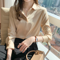 Style Women's Long Sleeve Satin Shirt Casual Style Fashion Design Lightweight Maturity Ladies Blouse