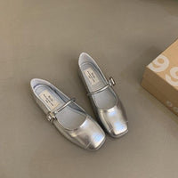 Women's Mary Jane Flat Bottom Slip-On Shoes with Buckle Soft Style Versatile Shoes