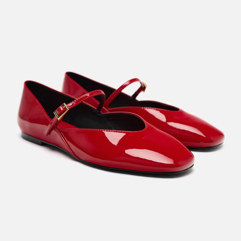 Flats Round Toe Female Ballet Shoes Patent Leather Designer Female Mary Jane Fashion Shoes for Women