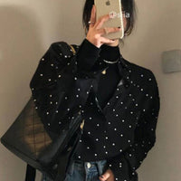 Chic Polka Dot Long Sleeve Shirt Women's Turn-down Collar French Style Simple Design Spring Summer New Arrival