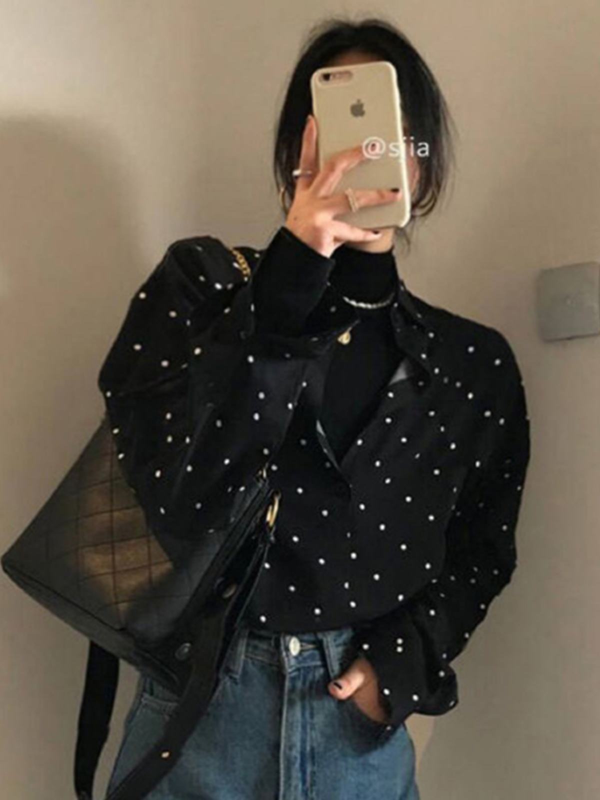 Chic Polka Dot Long Sleeve Shirt Women's Turn-down Collar French Style Simple Design Spring Summer New Arrival