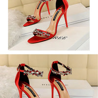 Open Toe Rhinestones Sandals Women New Designer Sexy High Heels Sandals Female Shoes Summer Heeled Sandals