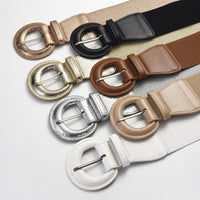 Women Stretchy Wide Waist Belt Ladies Elastic Dress Cummerbund with Pin Buckle Stretch Fashion Cinch Belts