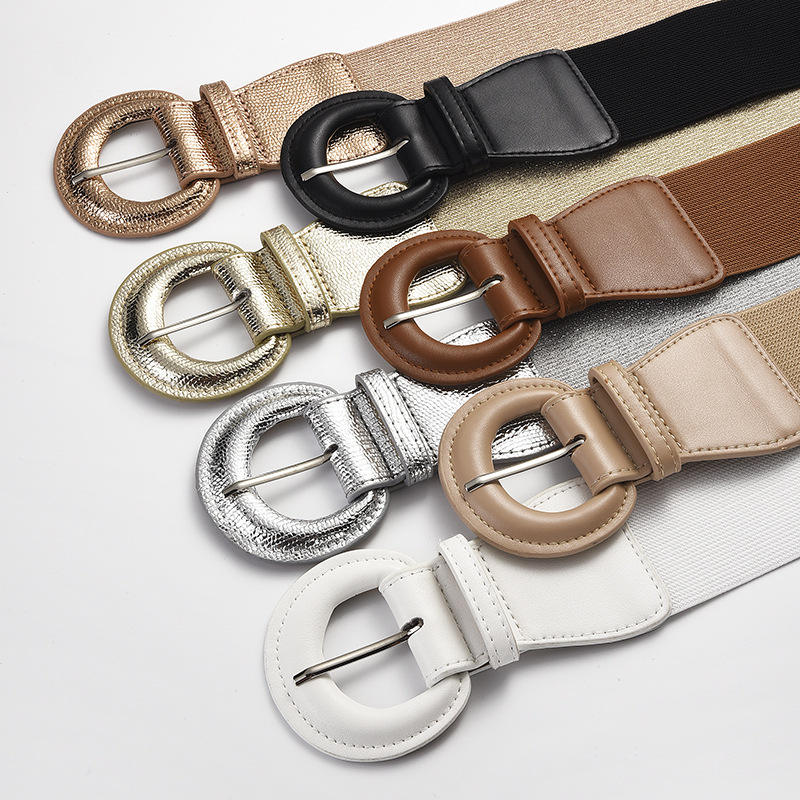 Women Stretchy Wide Waist Belt Ladies Elastic Dress Cummerbund with Pin Buckle Stretch Fashion Cinch Belts