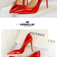 Women 10.5cm High Heels Valentine Pumps Luxury Glossy Stripper Stiletto Wedding Bridal Fetish Shoes