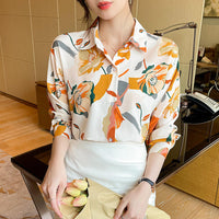Vintage Style for Women Long Sleeve Flower Printed Spring Autumn semi formal Style Elegant Single Breasted Shirt