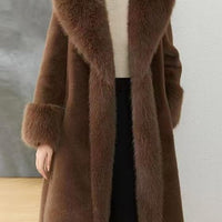 Ladies Faux Leather Long Coats Femme Pockets Soft Mink Fur Women Trendy Street Style Loose Short Outwear Winter - Natalia Home Fashion