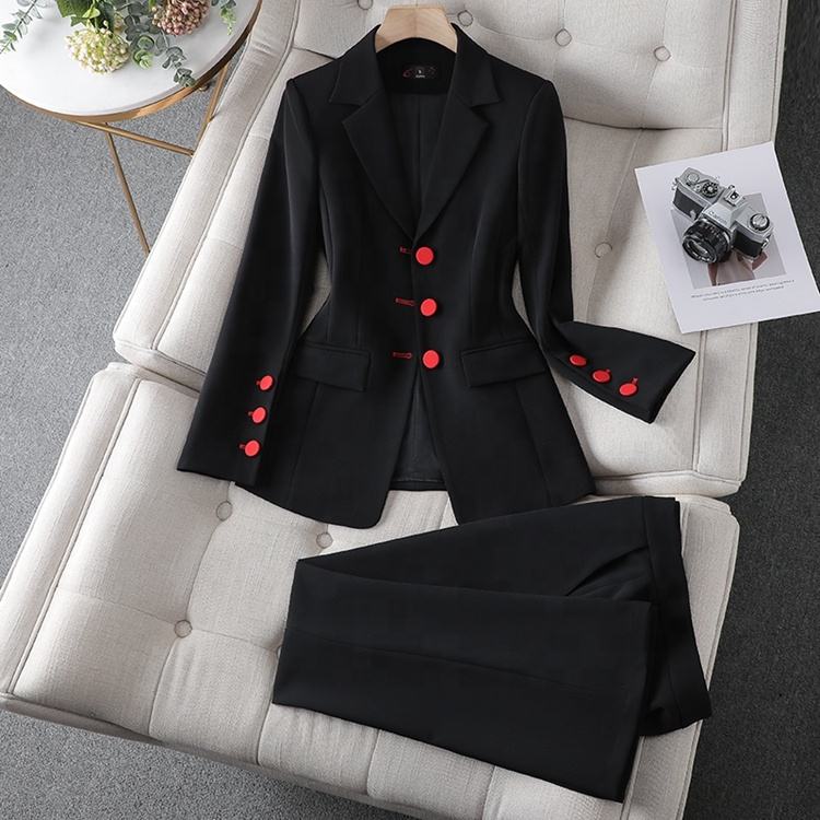 Fashion Blazer Jacket And Pant Suit Women Female Office Ladies Business Work Wear Formal 2 Piece Set