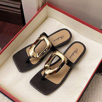 Flat Bottom Sandals Breathable Open Toe Fashionable Casual Metal Buckle Versatile Outdoor Wear Summer Sandals