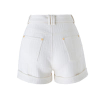 Texture Washed Denim Shorts for Women with Belt Casual Style Quality Jeans Trousers shorts
