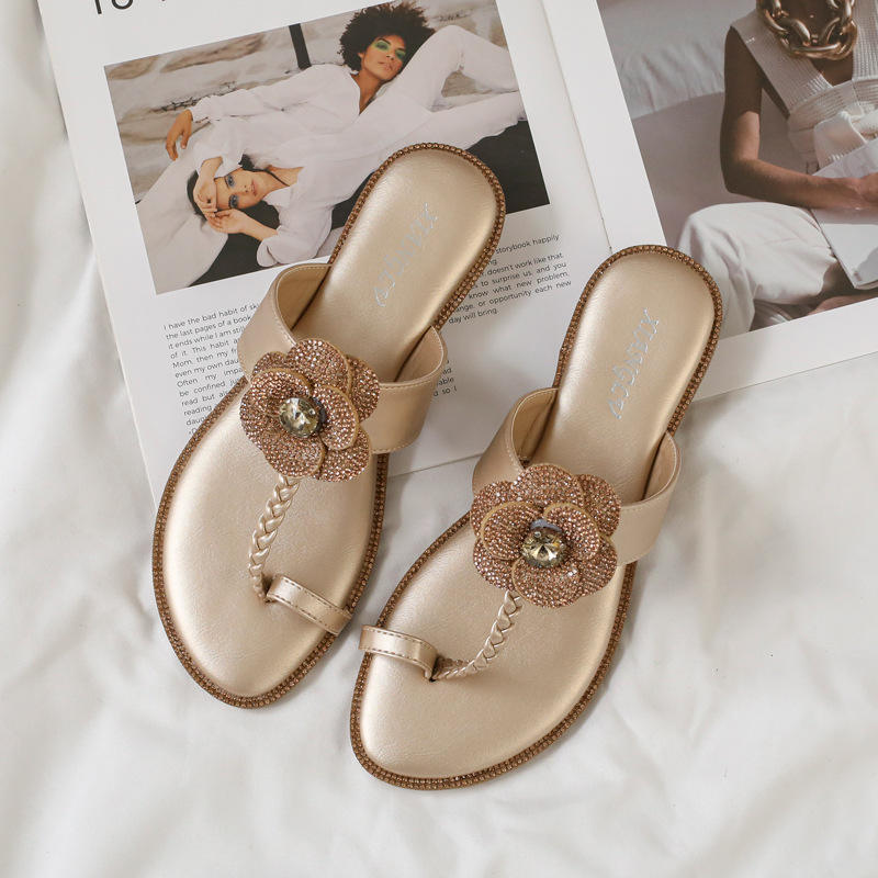 Women's Sandals Summer Slippers Casual Beach Footwear Water Diamond open Toe  Flats