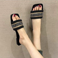 Fashion Women's Slippers Versatile Straw Woven Retro Flat Sandals Ethnic Casual Classic Flip Flops