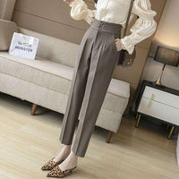 High Waisted Suit Pants for Women, Ankle Length Trousers, Vintage Clothing, British Style, Office Work wear Semi formal