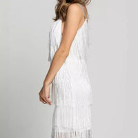 Great Gatsby Dress Slash Neck Strappy Tiered Fringe Dress Vintage Flapper Party Fancy Dress Costumes With Headband