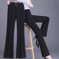 High Waist Wide Leg Ice Silk Pants Women's New Style Thin Loose Straight Cut Versatile Nine Point Long Trousers