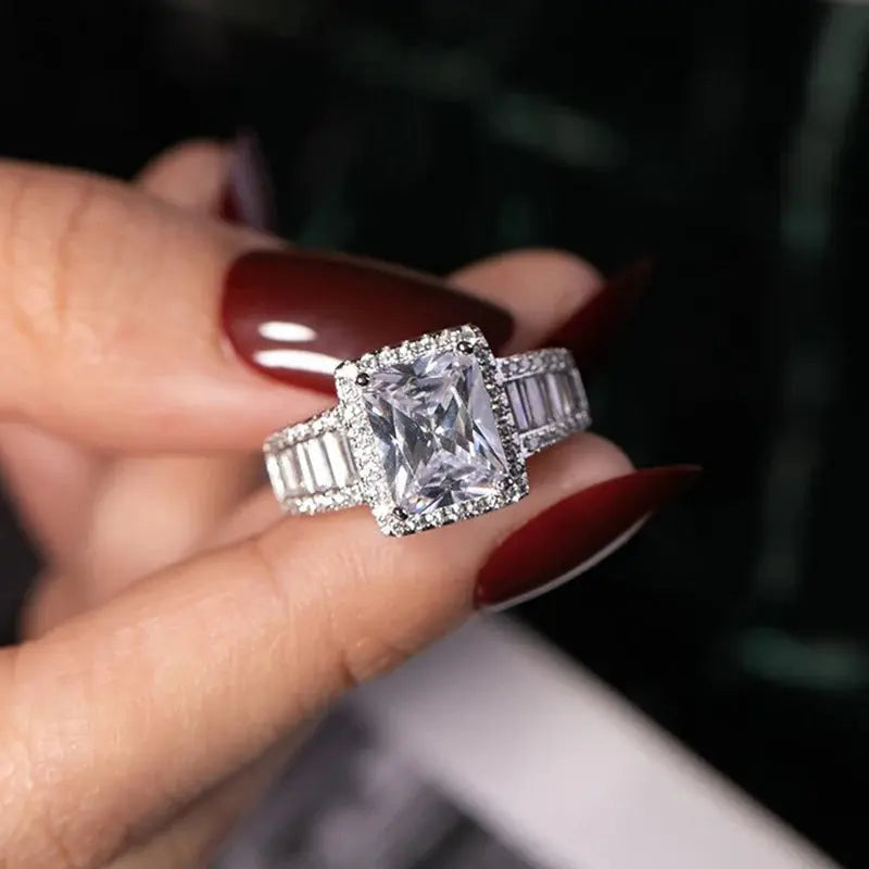 HOYON Pure Natural White 3 Carats Moissanite Gemstone S925 Silver color Ring for Women Anillos De Jewelry Bizuteria Rings Natalia Home Fashion    Natalia Home Fashion