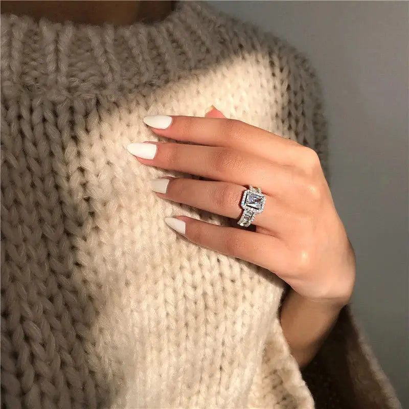 HOYON Pure Natural White 3 Carats Moissanite Gemstone S925 Silver color Ring for Women Anillos De Jewelry Bizuteria Rings Natalia Home Fashion    Natalia Home Fashion