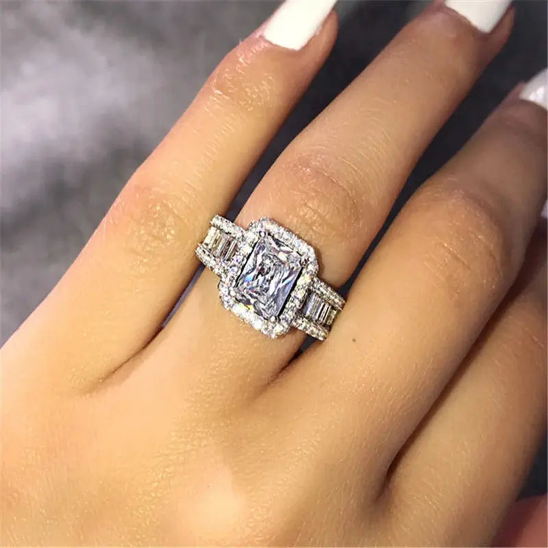 HOYON Pure Natural White 3 Carats Moissanite Gemstone S925 Silver color Ring for Women Anillos De Jewelry Bizuteria Rings Natalia Home Fashion   WHITE-10 Natalia Home Fashion