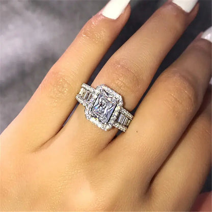 HOYON Pure Natural White 3 Carats Moissanite Gemstone S925 Silver color Ring for Women Anillos De Jewelry Bizuteria Rings Natalia Home Fashion   WHITE-10 Natalia Home Fashion