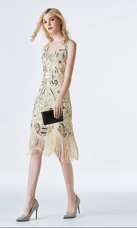 Fashion Women Dresses Flower Embroidered Beads Casual Dress Sequin Tassel Evening Party Dress