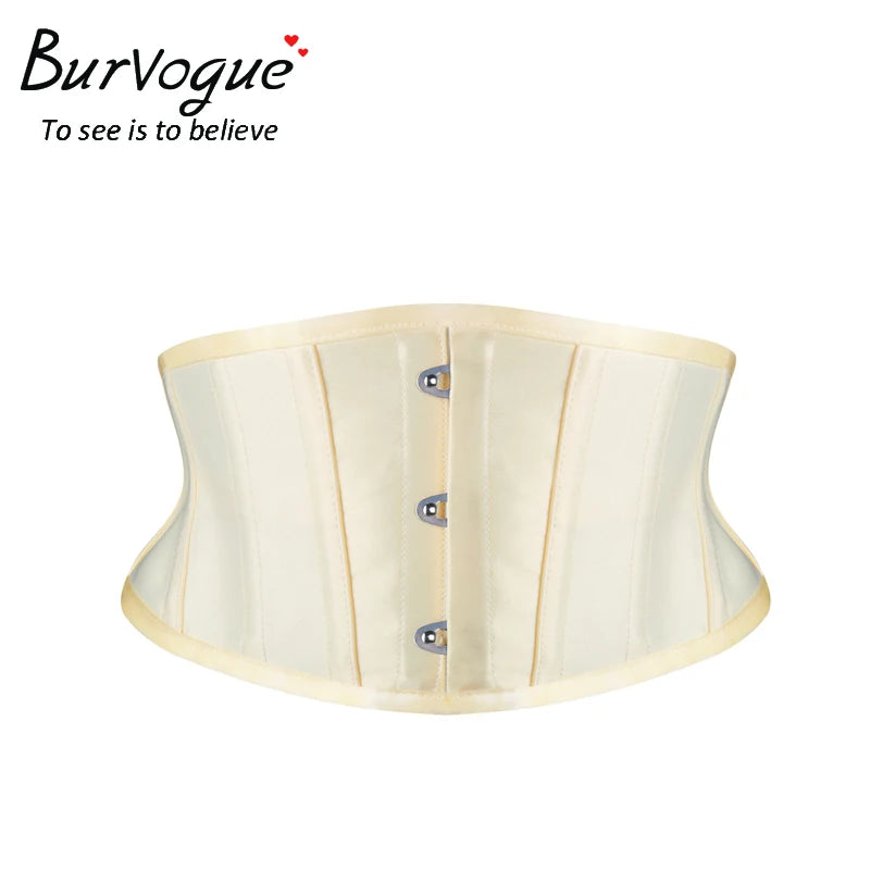 Burvogue Waist Trainer Corsets Slimming Shaper Belt Short Torso Satin Underbust Corset Sexy Lace Up Bustiers & Corsets Women Natalia Home Fashion   Skin-CHINA-L Natalia Home Fashion