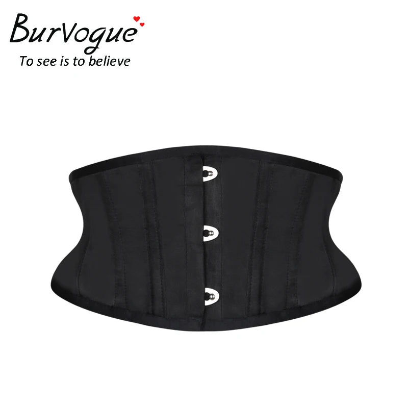 Burvogue Waist Trainer Corsets Slimming Shaper Belt Short Torso Satin Underbust Corset Sexy Lace Up Bustiers & Corsets Women Natalia Home Fashion   Black-1-CHINA-XXXL Natalia Home Fashion
