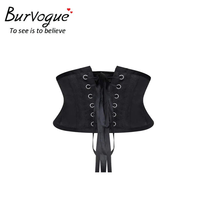 Burvogue Waist Trainer Corsets Slimming Shaper Belt Short Torso Satin Underbust Corset Sexy Lace Up Bustiers & Corsets Women Natalia Home Fashion    Natalia Home Fashion