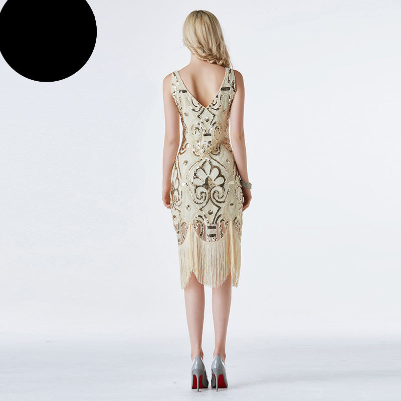 Fashion Women Dresses Flower Embroidered Beads Casual Dress Sequin Tassel Evening Party Dress