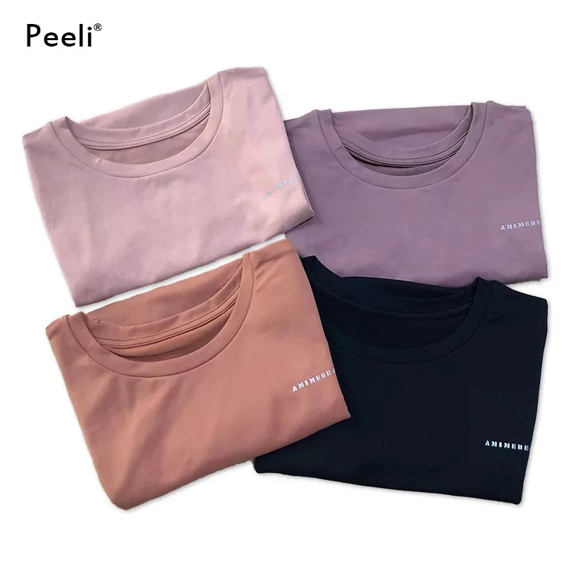 Peeli Women Yoga Top Seamless Sport T Shirts Fitness Clothes Short Sleeve Yoga Shirt Gym Top Running Active Wear Sport Top Femme Natalia Home Fashion    Natalia Home Fashion
