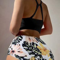 High Waist Bikinis Women High Neck Swimsuit Floral Swimwear Female Bathers Bathing Swimming Suit Summer Beachwear