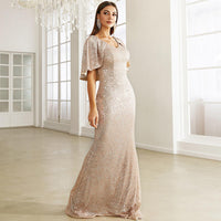 Cape Sleeves Sequined Evening Dress Mermaid Tail And Floor-Length Dress Elegant Dresses For Evening Dress