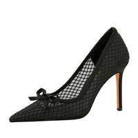 Mesh lace Women Pumps bowknot High Heels 9.5 cm Stiletto Sexy party shoes Luxury banquet shoes Ladies Pumps