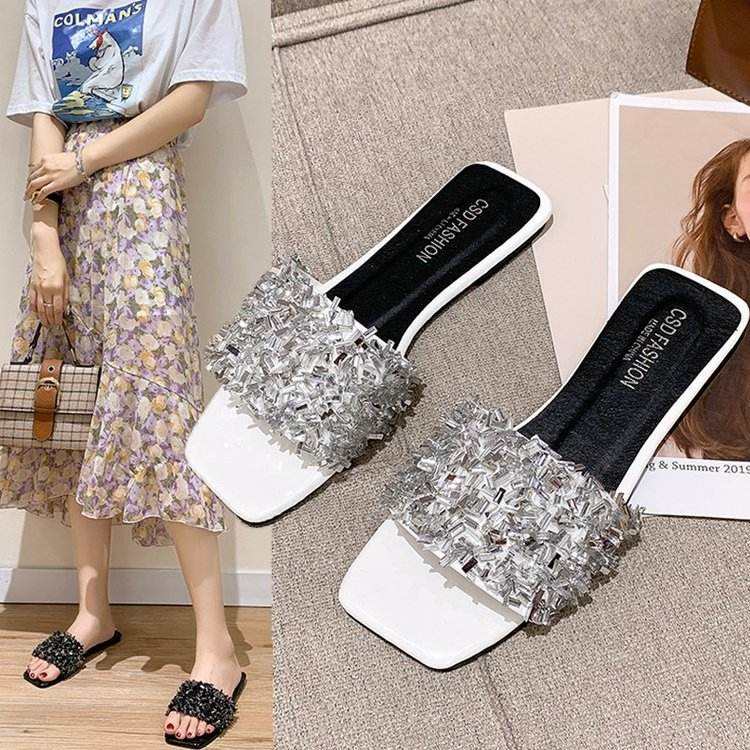 Women's Slippers Bling Rhinestone Women Slippers  Woman Fashion Sandals Open Toed Beach Shoes Women