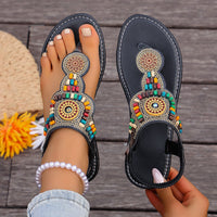 Bohemian Style Women Flat Sandals Clip Toe Gladiator Sandals Woman Retro Summer Casual Beach Shoes Women Anti Slip Flip Flops