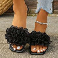 Women's Casual Floral Sandals Flat Bottom Beach Slippers Fashionable Comfortable PU Leather Outerwear Rubber Sole - Natalia Home Fashion