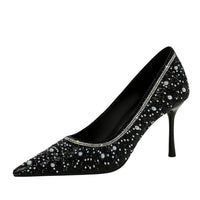 Fashion String Bead Women Pumps Elegant Ladies Thin Heels Wedding Dress Shoes - Natalia Home Fashion