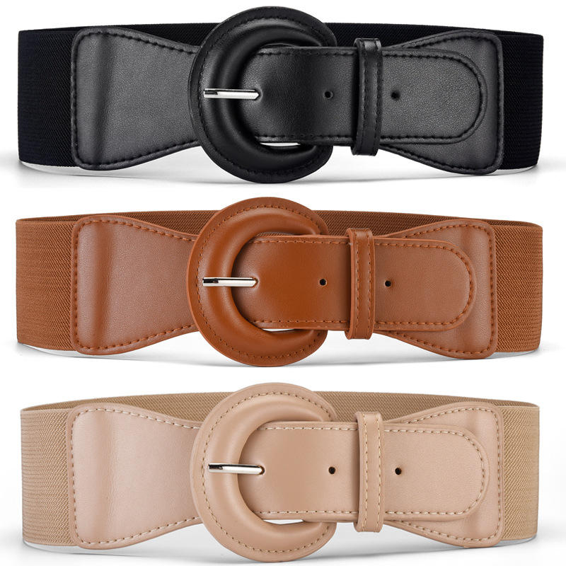 Women Stretchy Wide Waist Belt Ladies Elastic Dress Cummerbund with Pin Buckle Stretch Fashion Cinch Belts