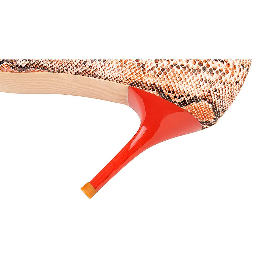 Sexy Snake Pattern Women Shoes Shallow Female High Heels Shoes Pointed Dress Nightclub  Shoes Woman