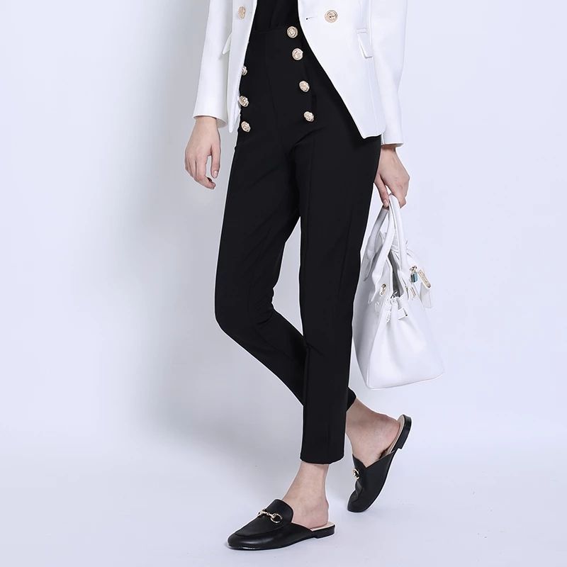 Fashion Women's Trousers New High-elastic Double-breasted Tight-fitting High-waisted Slimming Pants Women's Pants