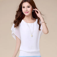 Women's Clothing Chiffon Short Sleeve Bat Wing Shirt Loose Fit Slimming T-Shirt For Women Natalia Home Fashion    Natalia Home Fashion