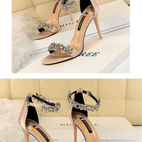 Open Toe Rhinestones Sandals Women New Designer Sexy High Heels Sandals Female Shoes Summer Heeled Sandals