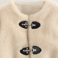Solid Spring Buckle Fleece Jacket Winter Round Neck Fashion Faux Fur Coats for Ladies Natalia Home Fashion    Natalia Home Fashion