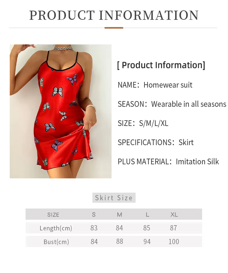 Women's Sleepwear Summer Floral Print Satin Nightgown Casual Sleeveless Backless Slip Night Dress Sexy Nightdress Home Clothes
