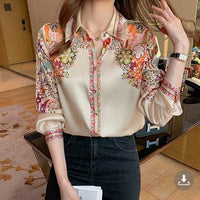 Elegant office and casual ladies shirts Fashion printed Women Blouses Long sleeve Tops