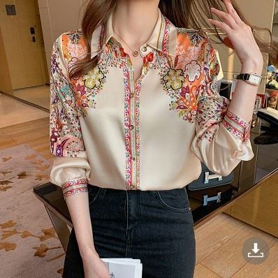 Elegant office and casual ladies shirts Fashion printed Women Blouses Long sleeve Tops