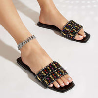 Slippers for Women Shiny Rhinestone Sandals Women Outdoor Beach Casual Shoes Sexy Fashion Flats