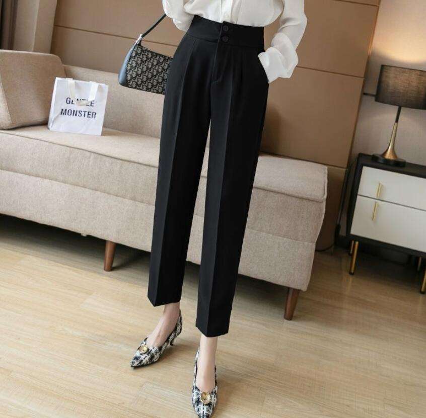 High Waisted Suit Pants for Women, Ankle Length Trousers, Vintage Clothing, British Style, Office Work wear Semi formal