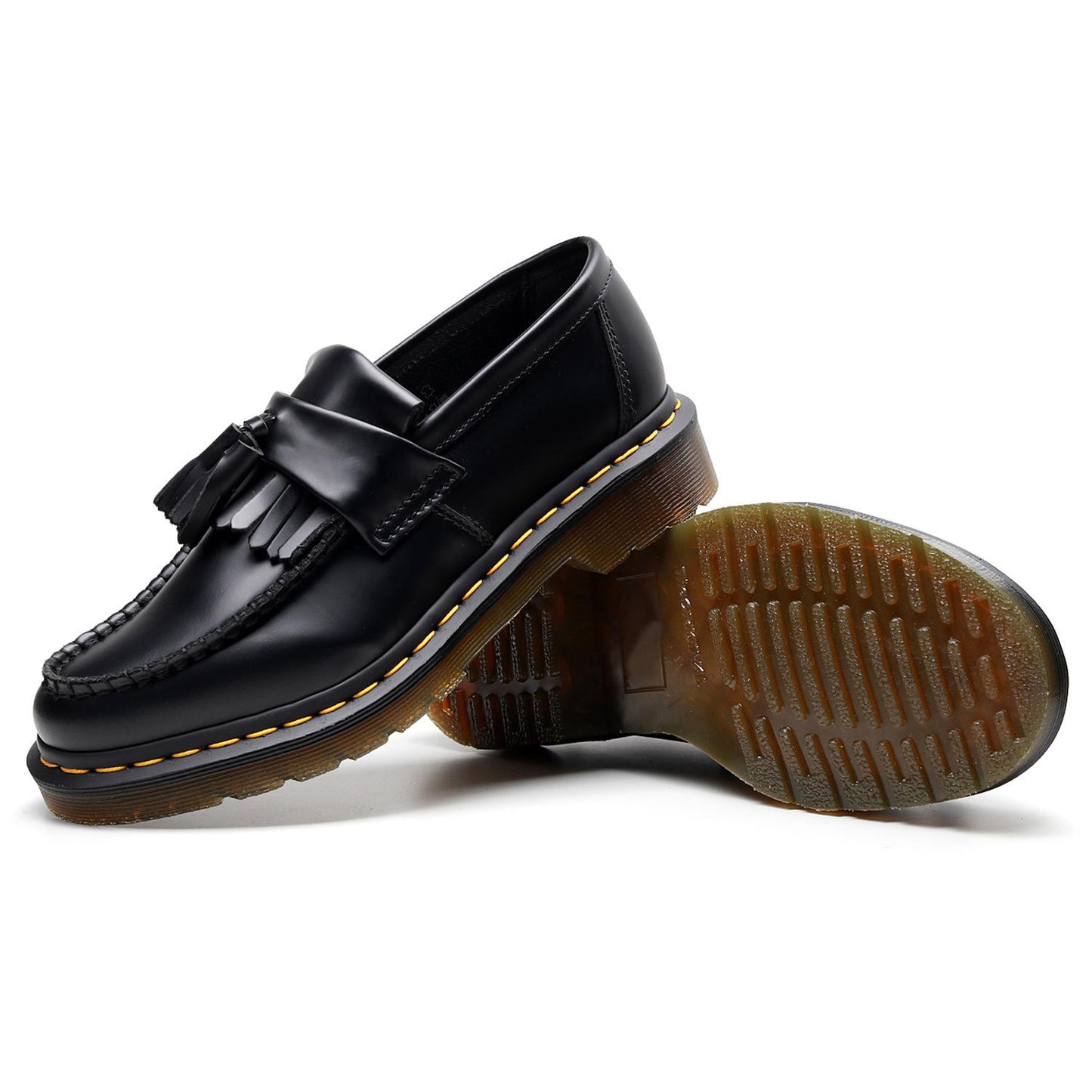 British Style Loafers Casual Round Toe Tassel Women's Leather Low Top Shoes Fashionable Slip-On Shoes