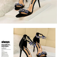 Open Toe Rhinestones Sandals Women New Designer Sexy High Heels Sandals Female Shoes Summer Heeled Sandals